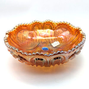 Imperial Carnival Glass Bowl Rubigold Marigold #438 Scalloped Sawtooth Vintage